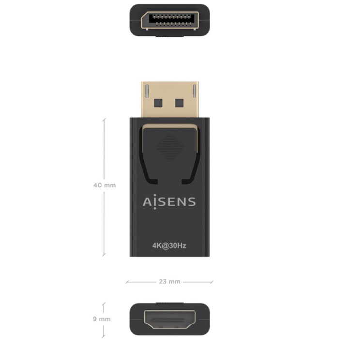 Aisens Conversor DisplayPort Macho a HDMI Hembra 4K@30Hz A125-0949 Negro